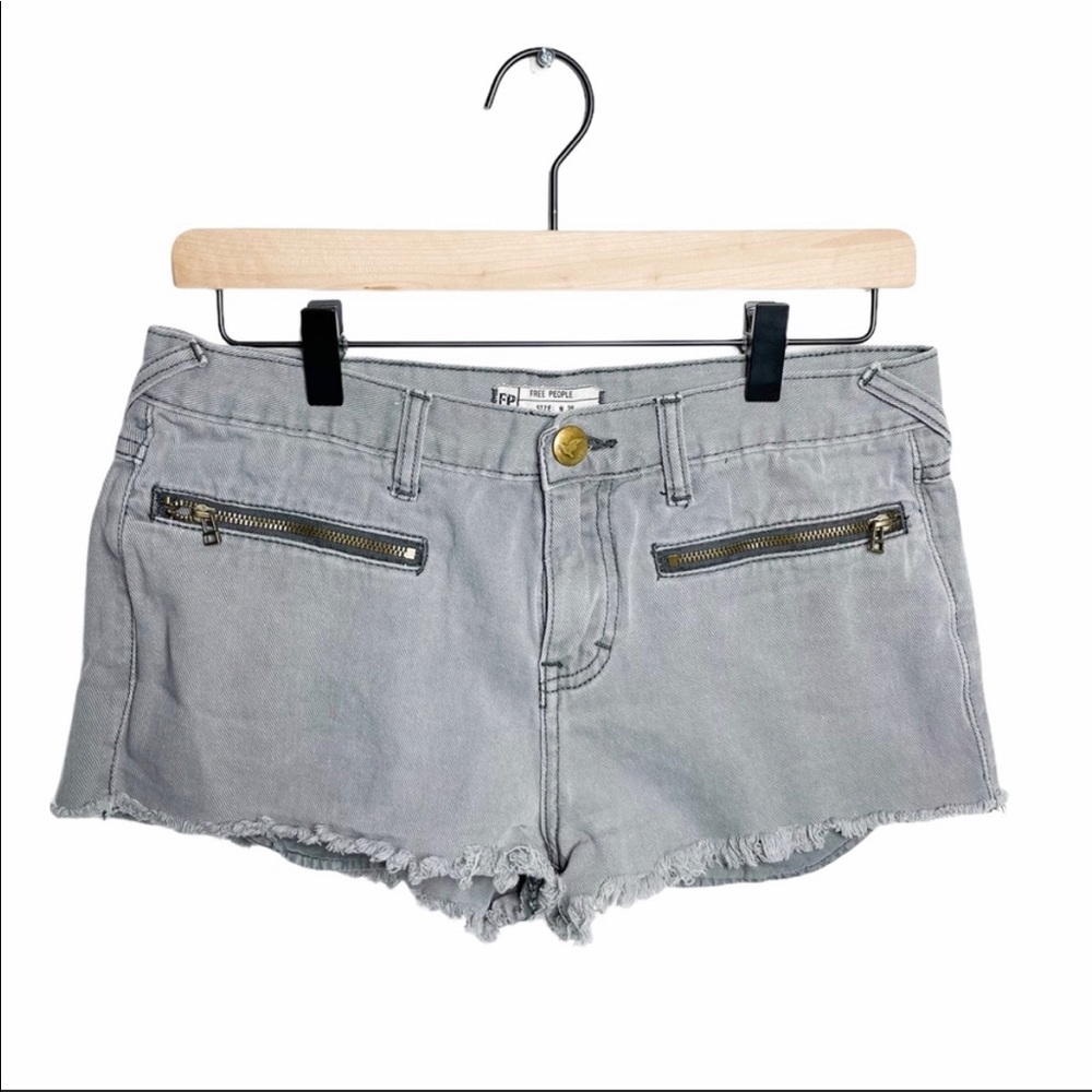 Free People Gray Denim Shorts.
